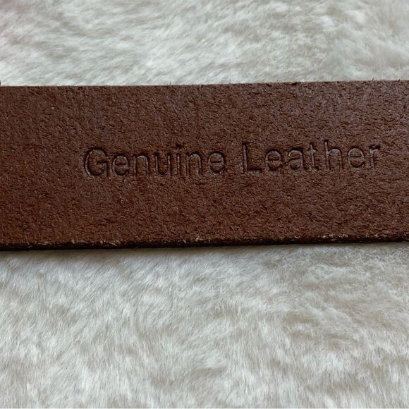 Timberland Brown Leather Belt With Silver Rivets Size Medium - Picture 4 of 9